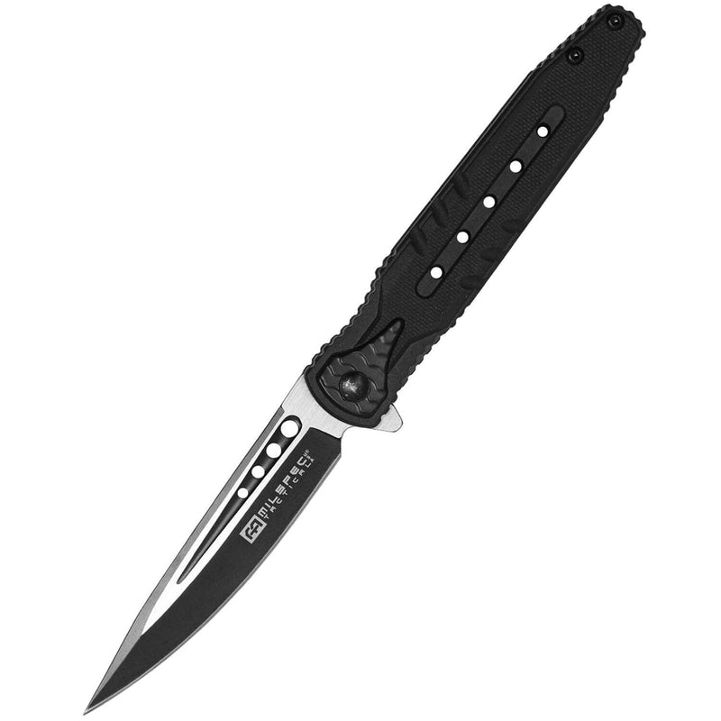 8" Black Spring Assisted Pocket Knife EDC