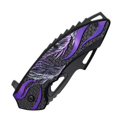 7.75" Purple Dragon Spring Assisted Folding Knife