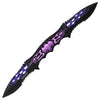Flaming Skulls Twin Blade Spring Assisted Pocket Knife - Purple