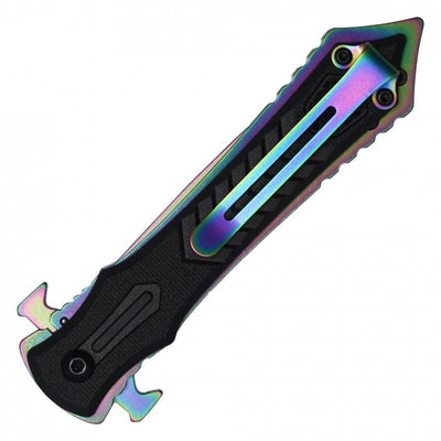 8" Spring Assisted Stiletto Pocket Knife - Rainbow