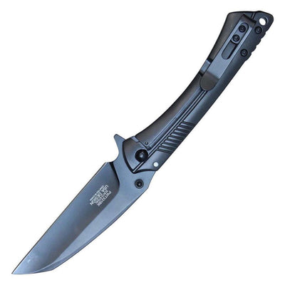 Reverse Tanto Spring Assisted Pocket Knife Black 8"