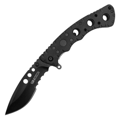Kukri 8.25" Black Spring Assisted Pocket Knife