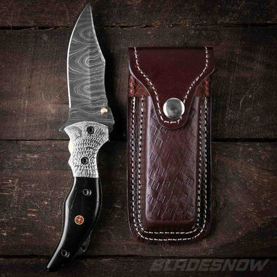 sharp blade pattern knife with leather bag