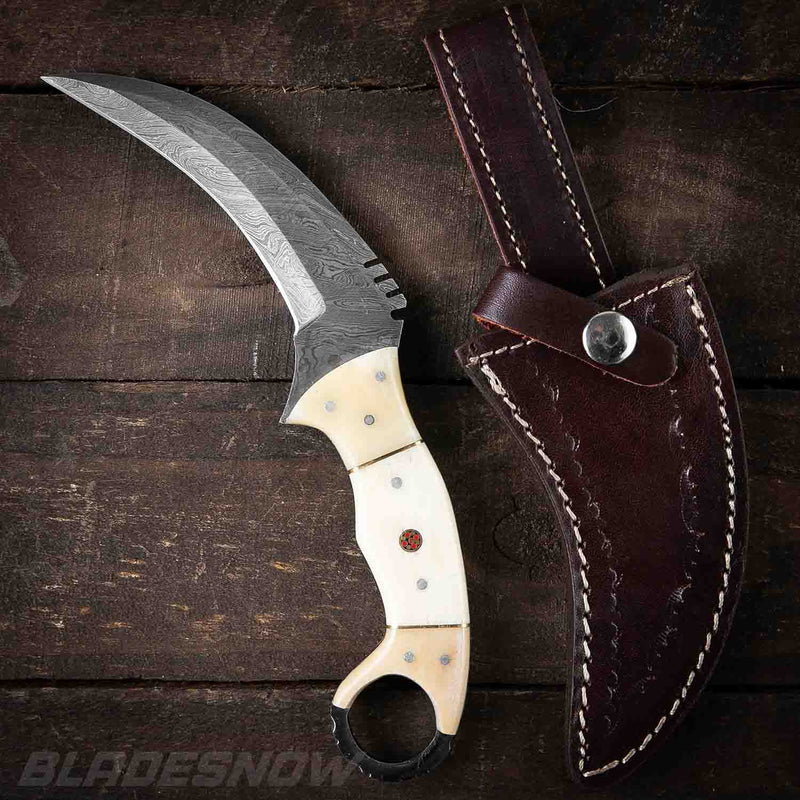 9" Genuine Damascus Steel Hawkbill Karambit Knife 