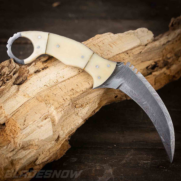 9 Genuine Damascus Steel Hawkbill Karambit Knife