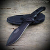 Fixed blade hunting knife with black stainless steel blade