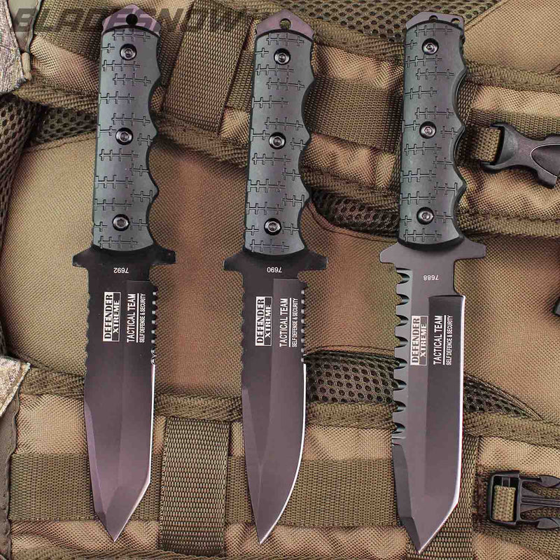 3 PC Set of Tactical Combat Military Fixed Blade Knives