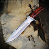 Fixed blade knife with brown wooden handle