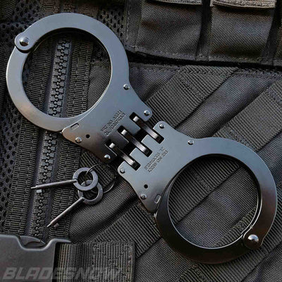 handcuffs triple hinged black with keys