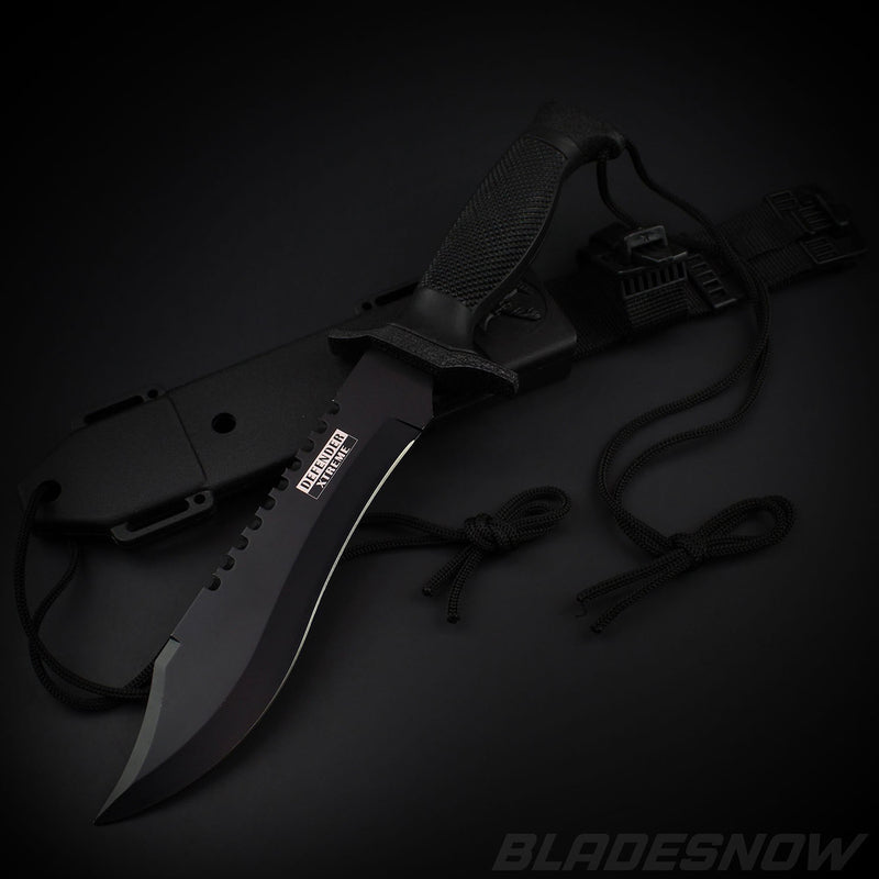 Tactical Bowie Survival hunting Black Knife Military combat 