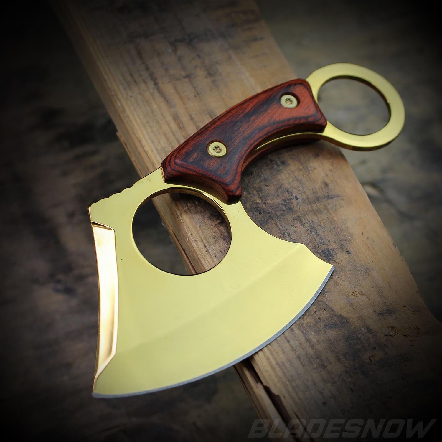 Fixed Blade Full Tang Axe | Tactical gold titanium