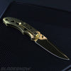 Gold Titanium Ornate Spring Assisted Knife with hook