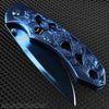 Blue Ornate Steel folding Knife