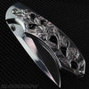Silver Mirror Ornate Steel folding Knife