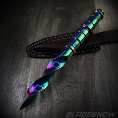 Fixed Blade Knife | Kris Blade Twisted Dagger Rainbow