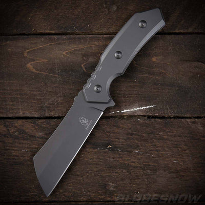 Fixed blade gray tactical combat cleaver