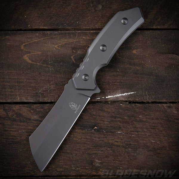 Stealth Cleaver Knife - 8 Inch Black Tactical Cleaver - Rectangle Blade  Fixed Survival Knives