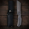 Tactical gray tang cleaver with nylon sheath