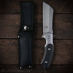 Tactical combat cleaver with nylon sheath