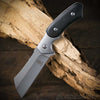 Black wooden handle fixed blade cleaver